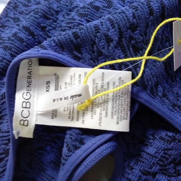 BCBGeneration Cut Out One Sleeve Blue with Black Dress - Picture 4 of 5